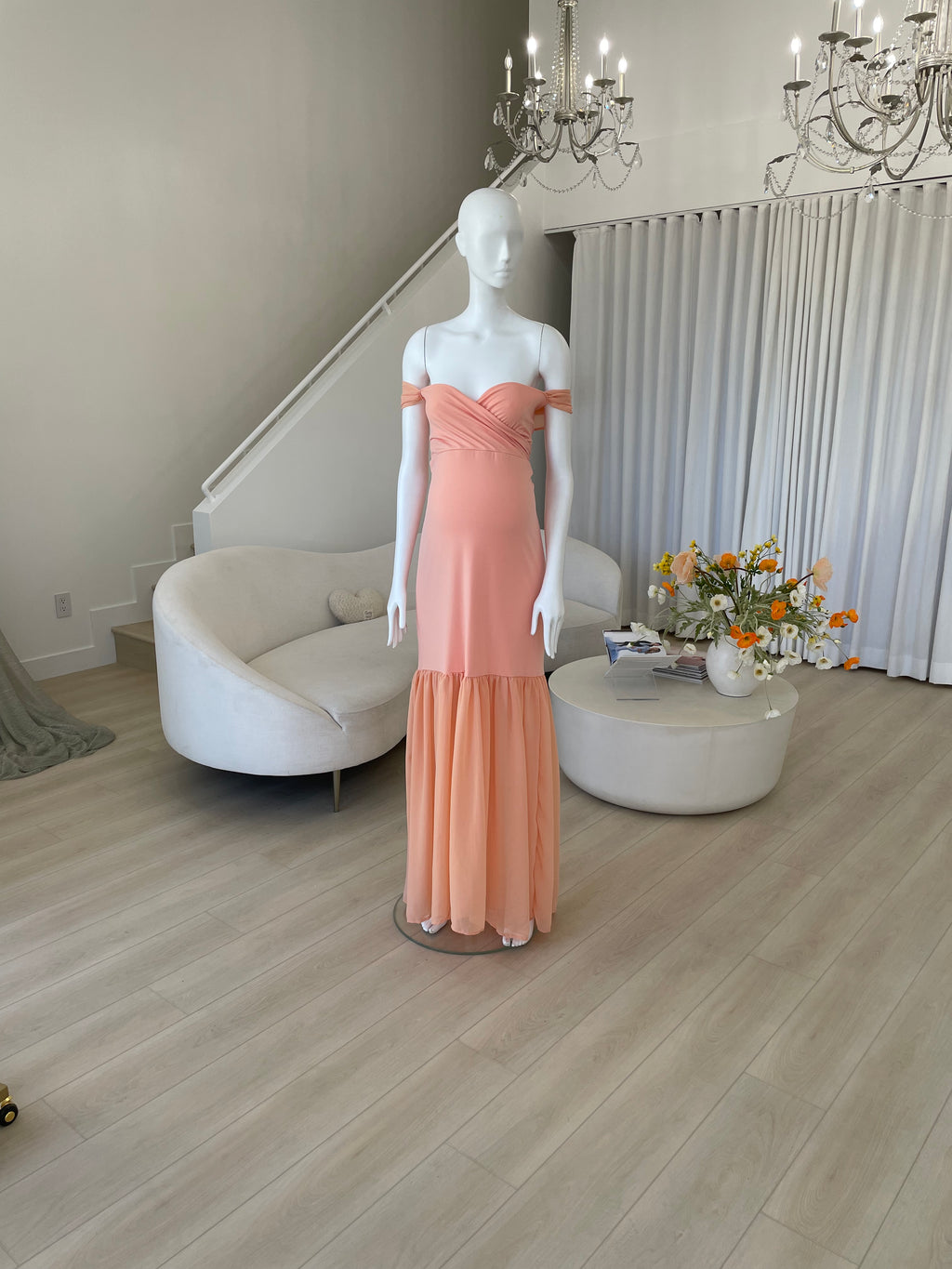 Peach Maternity Dress ANYUTA COUTURE