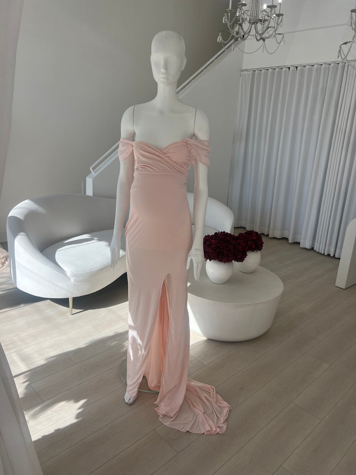 Blush pink off the shoulder Large