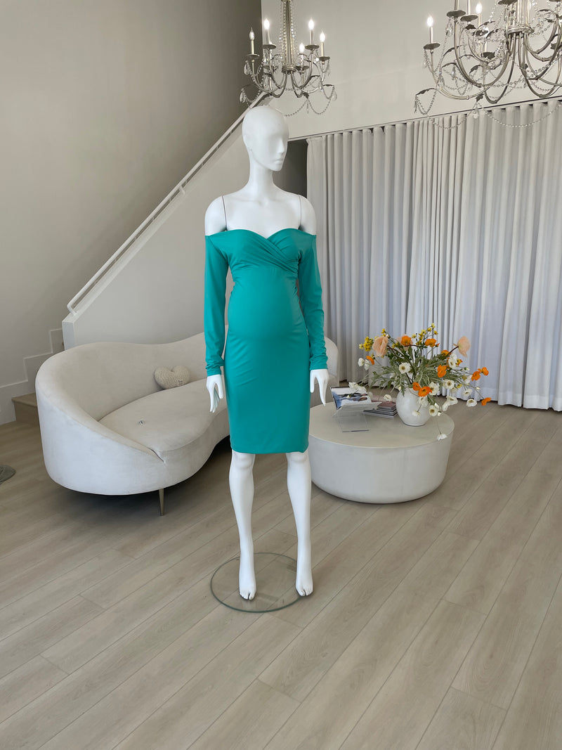 Knee Length Tiffany Blue Maternity Dress