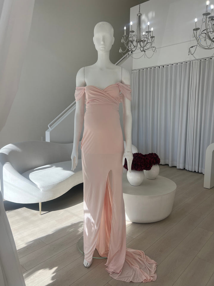 Blush pink off the shoulder Large