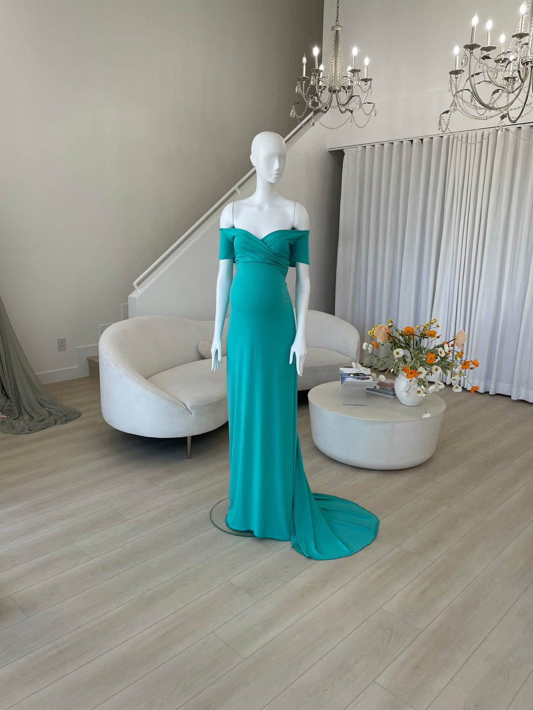 Short Sleeve Tiffany Blue Maternity Dress | ANYUTA COUTURE Short Sleeve Tiffany Blue Maternity Dress | ANYUTA COUTURE