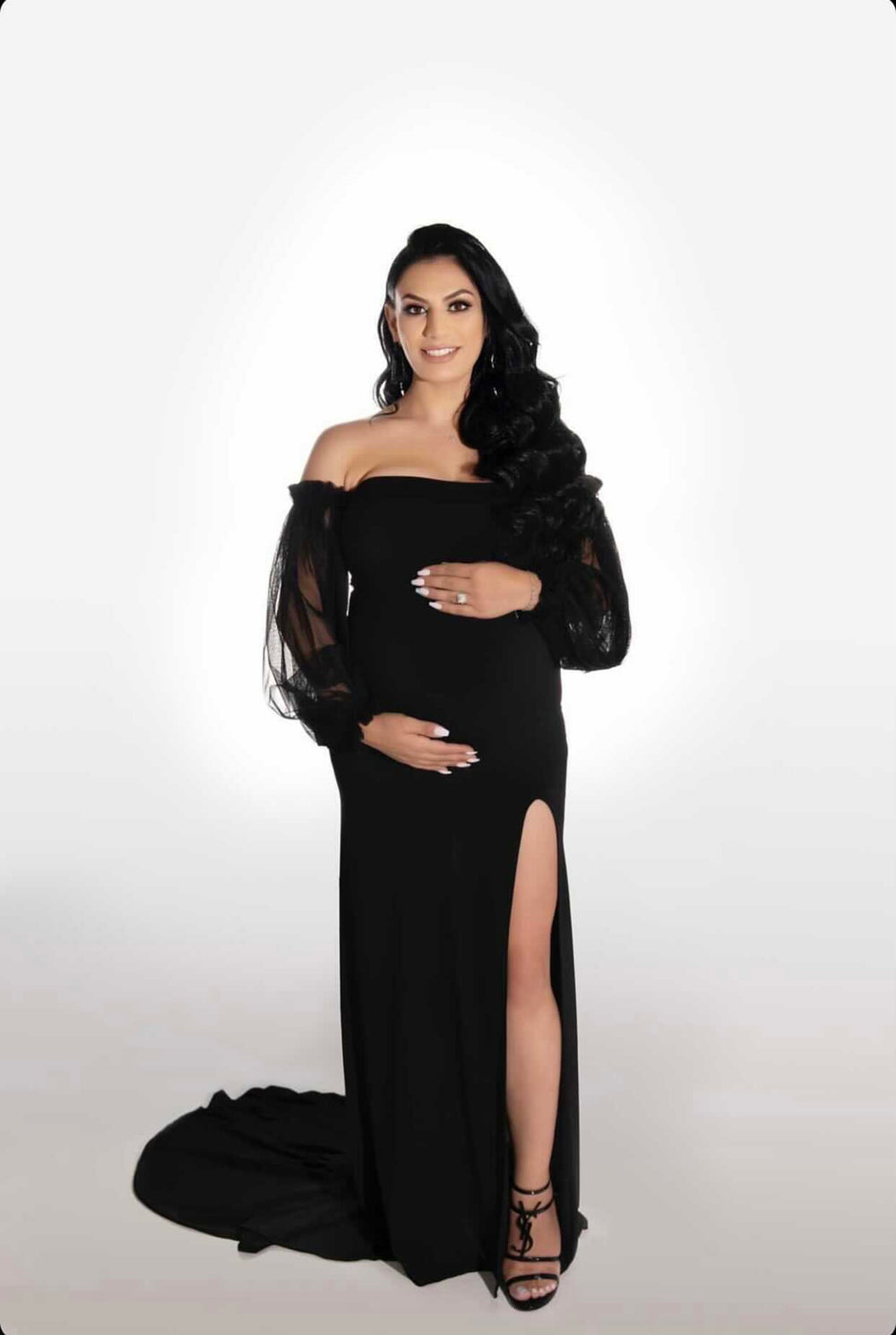 Krysten Maternity Gown with a Slit.