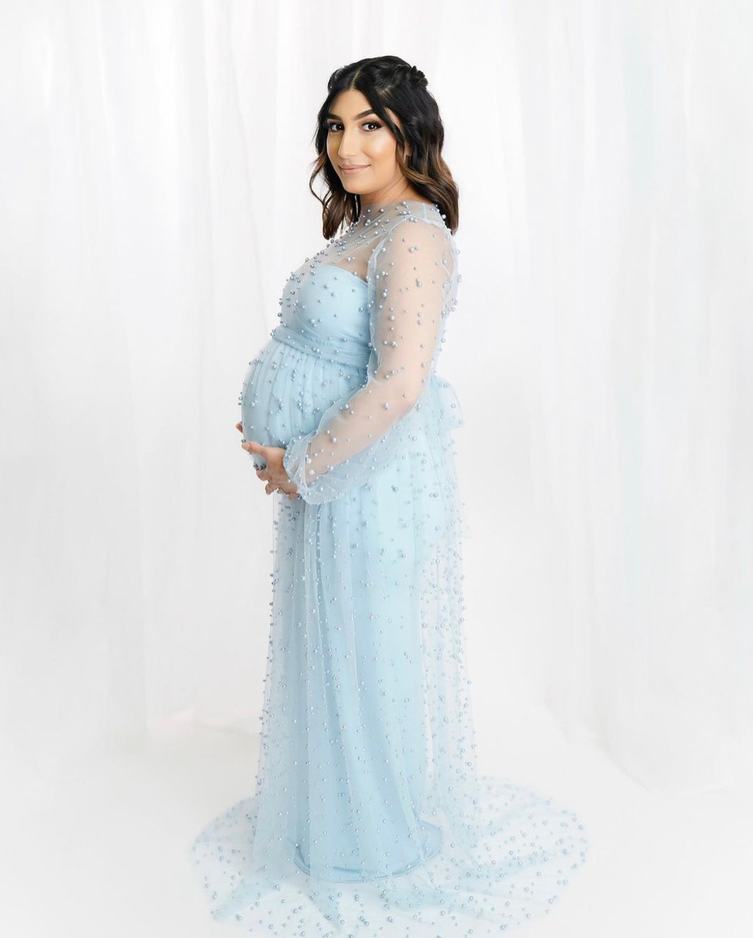 Maternity 2025 Light Blue Maternity Dress For Baby Shower Angel Maternity Crossover Faux Wrap Maternity Maxi Maternity 2025 Light Blue Maternity Dress For Baby Shower Angel Maternity Crossover Faux Wrap Maternity Maxi