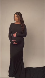 Boat Neck Bodycon Maternity Gown
