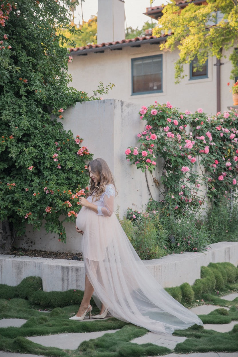 New! French lace robe with dress - ANYUTA  COUTURE