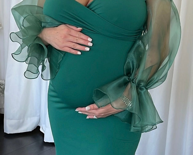organza maternity dress Organza Bow Straps Chic Maternity Dress