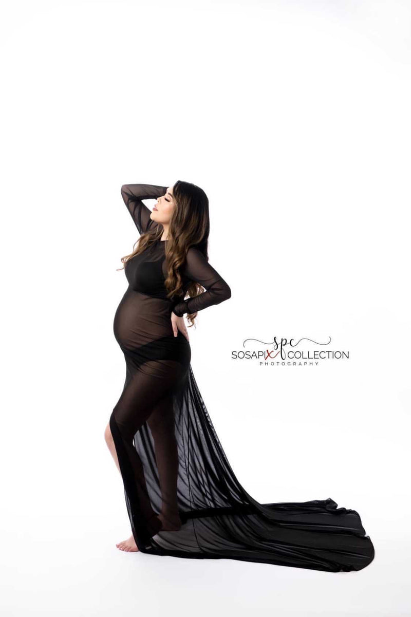New! Mesh Gown Maternity Dress