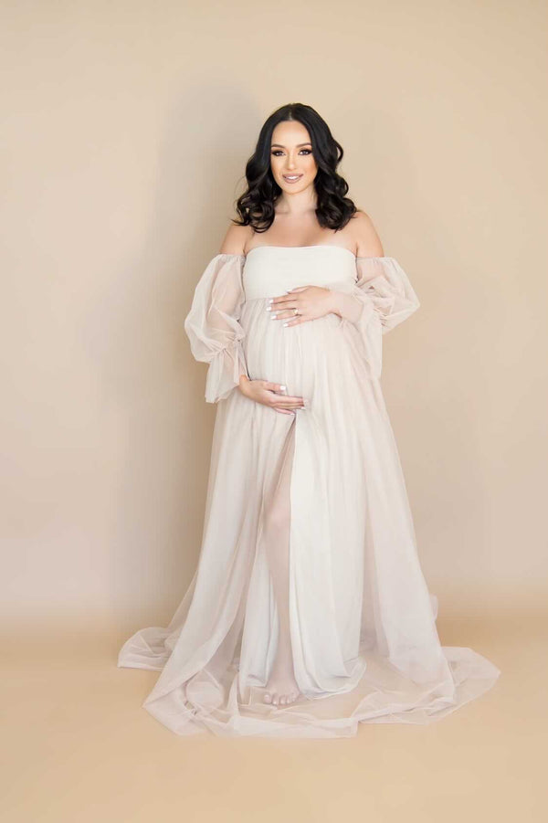 Fancy Maternity Dress For Photoshoot Floral Appliques Prom Dresses Tulle Baby  Shower Gowns V Neck Boho Vestido De Novia - Prom Dresses - AliExpress