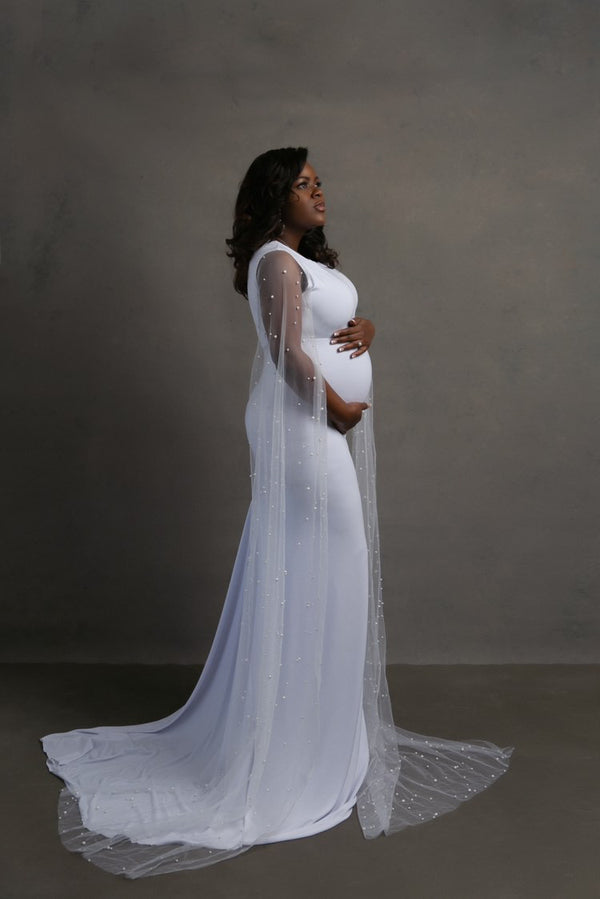 Long Sleeve Maternity Photography Dresses Photoshoot Fitted Gown Elegant Pregnancy  Dress Pregnant Women Long Tail Dress From 28,49 € | DHgate