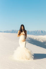 Criss Cross Tulle Gown Maternity Dress