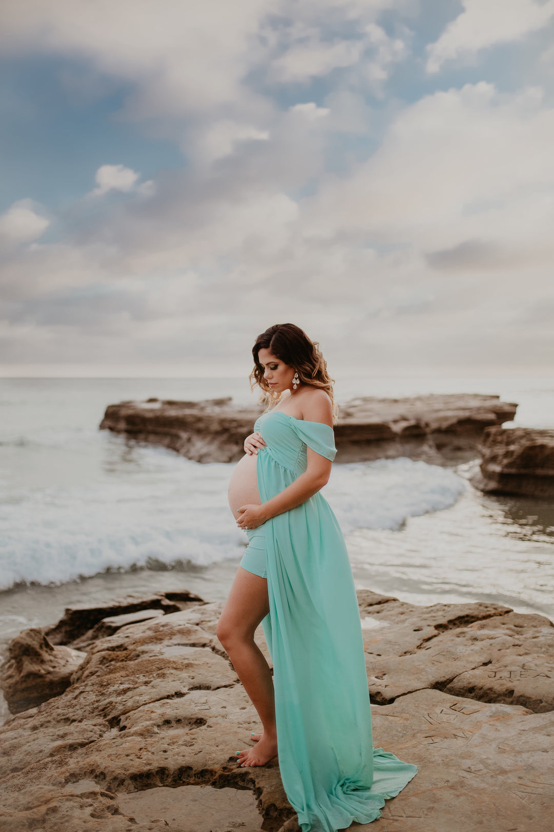 open back maternity dress PinkBlush Cream Smocked Open Back Maternity Maxi Dress Small