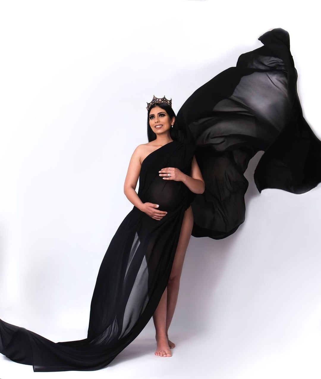 6 Yard Tossing Chiffon Maternity Gown-Photoshoot-Baby Shower Kale Green 6 Yard Tossing Chiffon Maternity Gown-Photoshoot-Baby Shower Kale Green